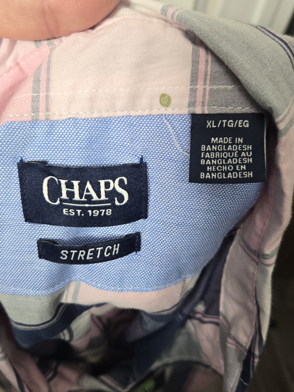 Chaps Men's Button Up Shirt NWT Pink And Blue Sz XL - Picture 3 of 5